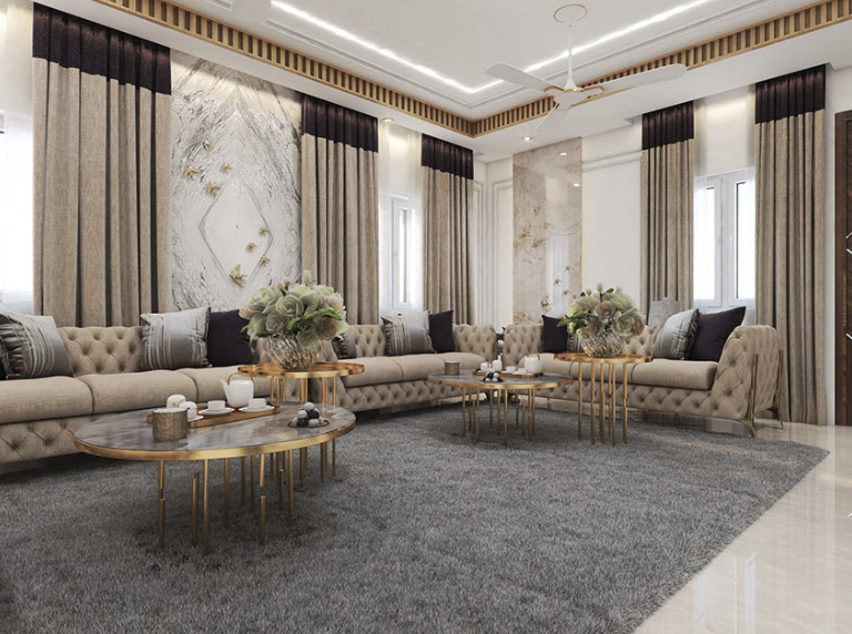 Luxury home with warm lighting at dusk